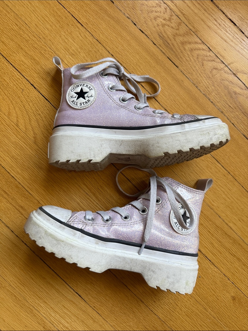 Converse Kids Glitter Platform Chuck Taylor High Top - Light Pink